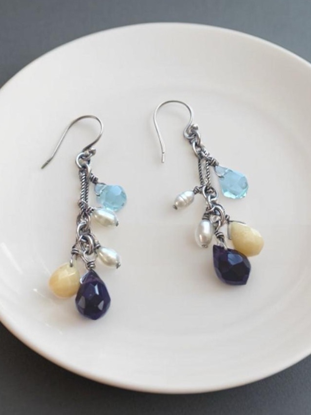 Silpada Fresh Water Pearls and Semi Precious Dangle Earrings W1247